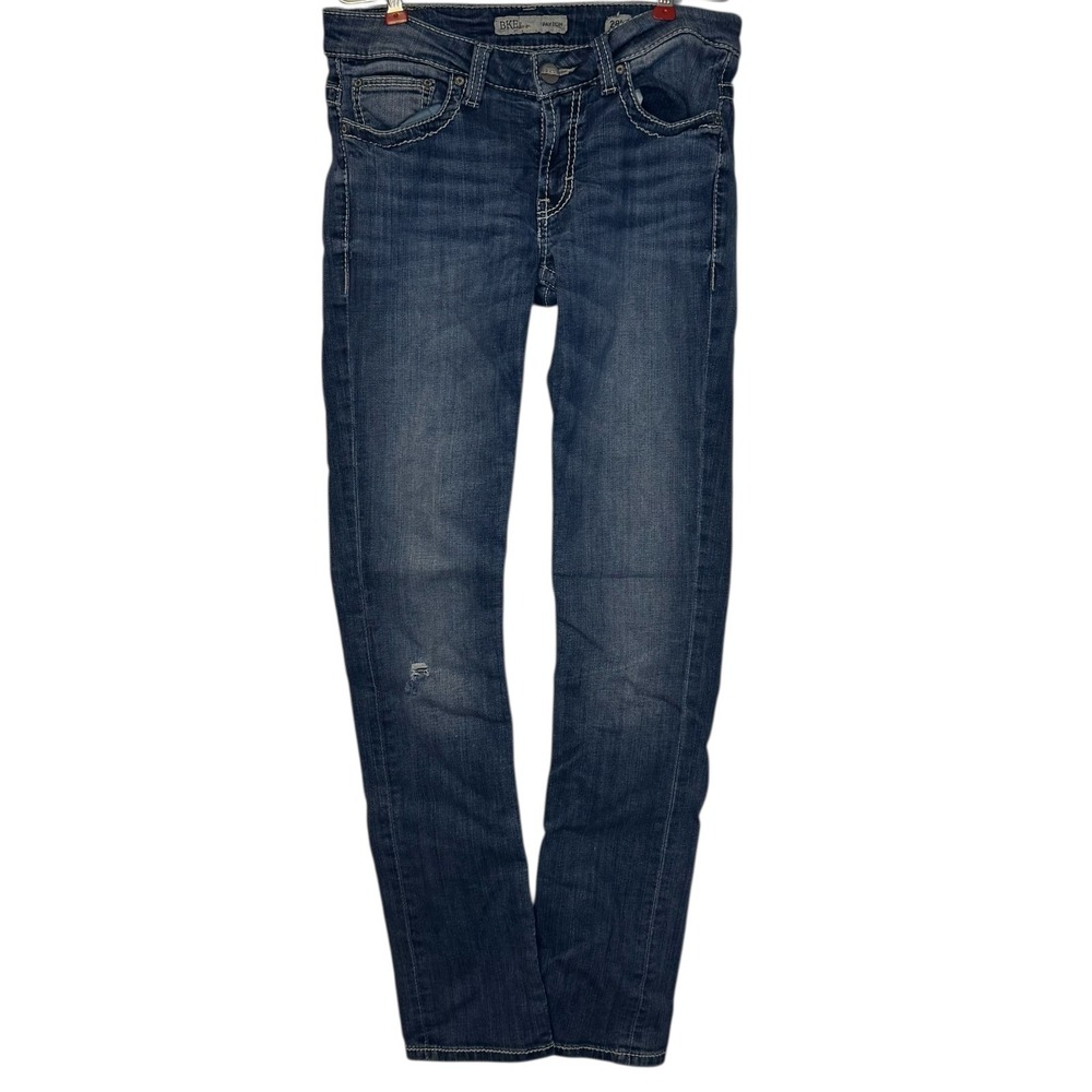 BKE Women's Jeans Distressed Payton Skinny Hi-Rise Stretch Denim Navy Blue 28L